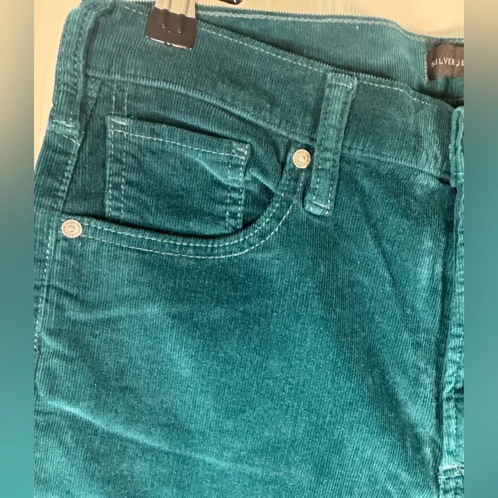 Silver Jeans Co Teal Highly Desirable Straight Corduroy Pants Womens Size 30